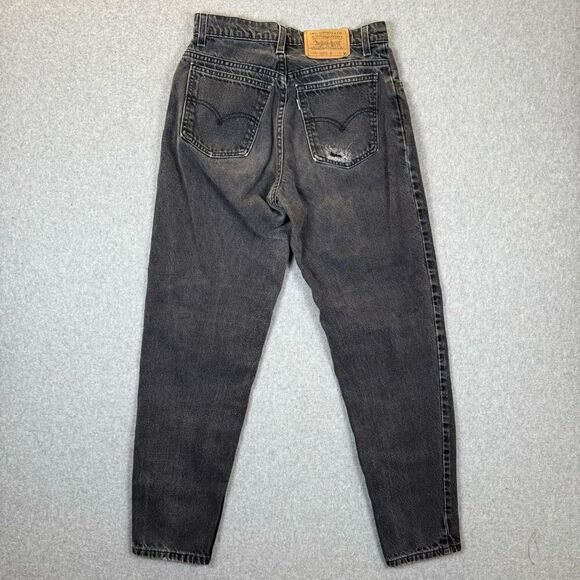Levi Strauss & Co Womens Size 9 Denim Jeans Black Tapered Leg Relaxed Distressed - Picture 6 of 14
